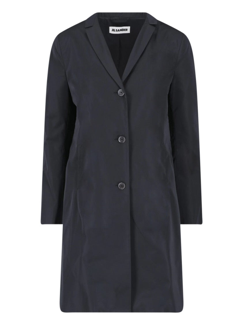 Jil Sander Technical Fabric Black Jacket With Classic Notch Lapels