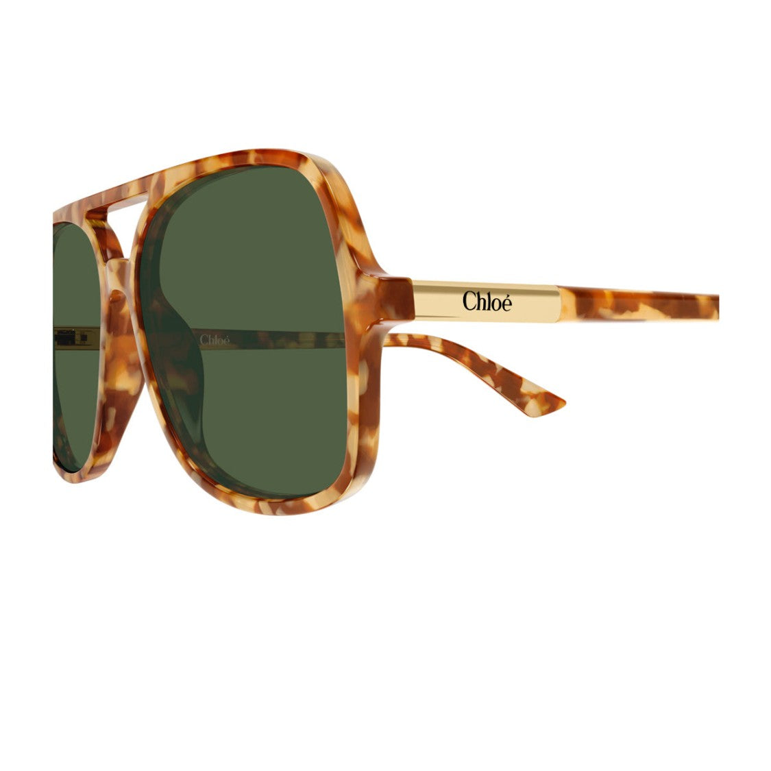 Chloé Havana Ch0364s Oversized Acetate Aviator Sunglasses