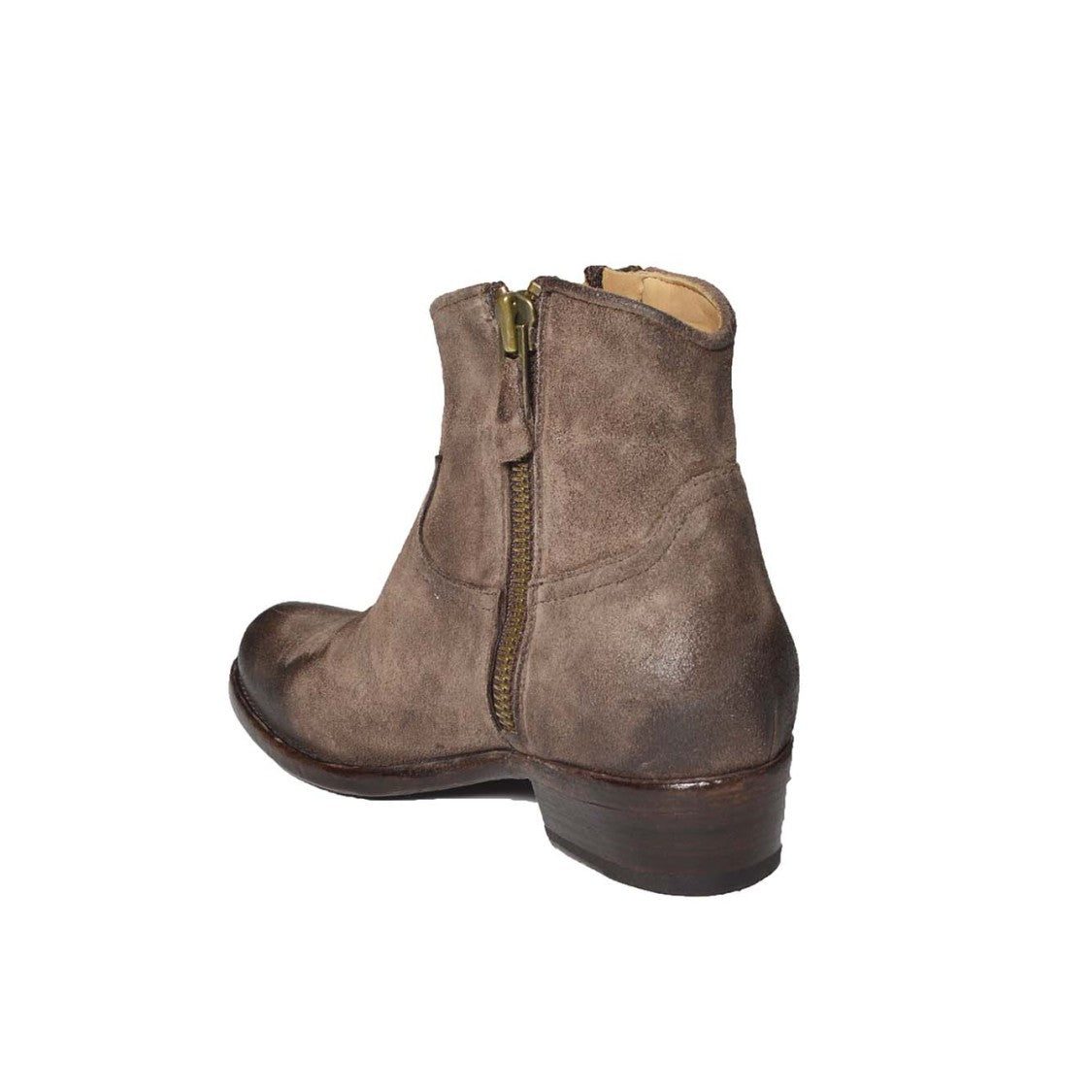 Damy Vintage-Inspired Beige Suede Cowboy Ankle Boots
