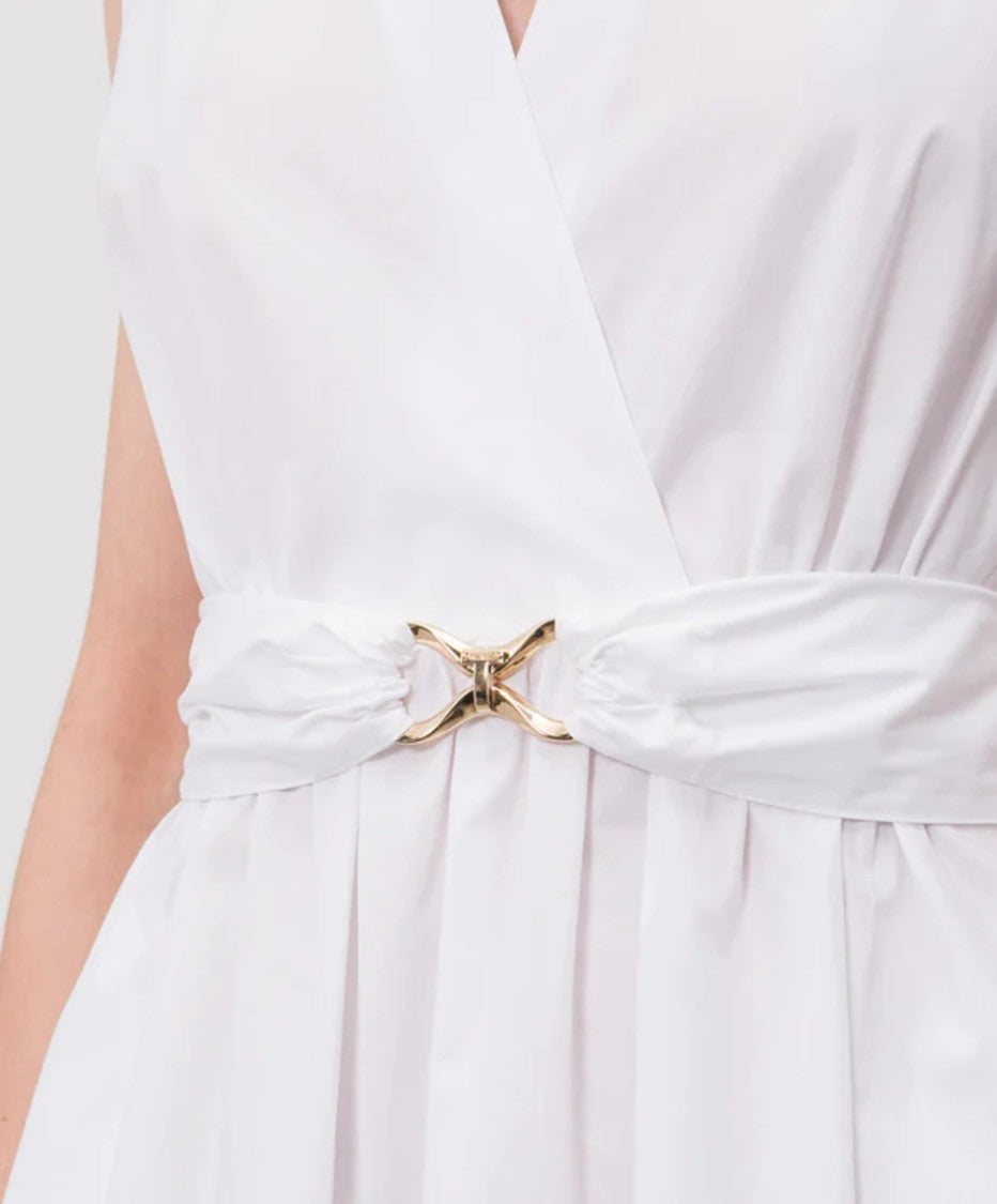 Twin-Set Sleeveless Midi Dress With Deep V-Neckline