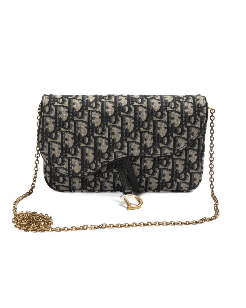 Dior Blue Saddle Jacquard Oblique Shoulder Bag
