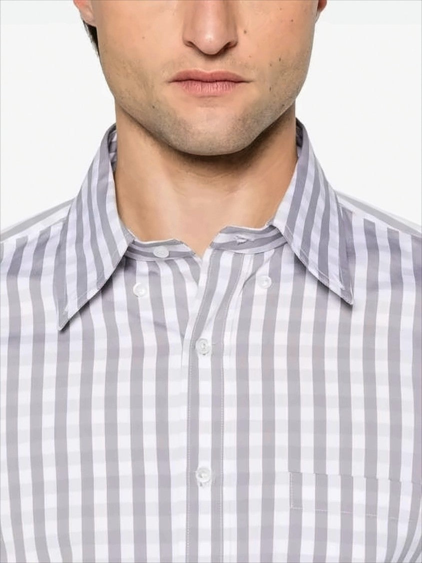 Thom Browne Gingham Check Long-Sleeve Shirt With Signature Stripes