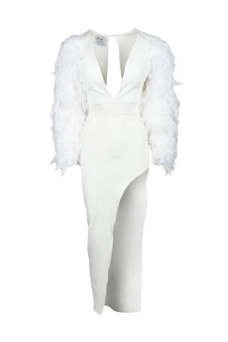 Valeria Mazza White Polyester Viscose Dress