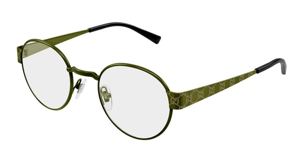 Gucci Green Translucent Olive Green Round Eyeglasses
