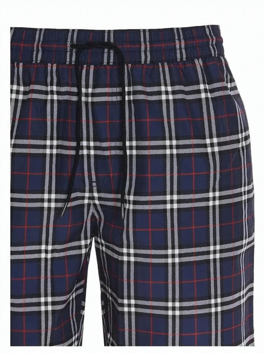Burberry Checkered Swim Shorts With Adjustable Waistband And Side Pockets