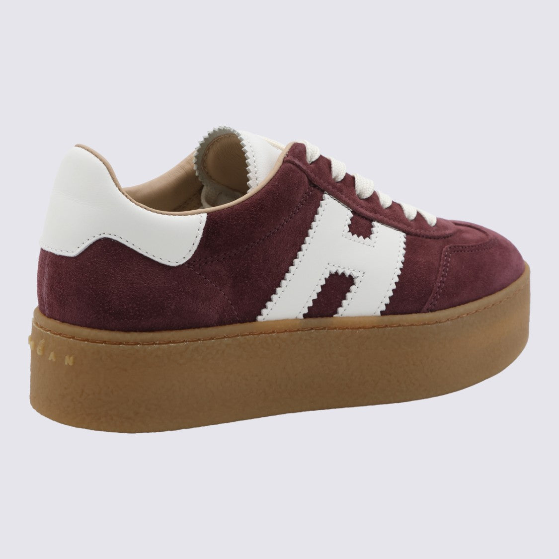 Hogan Burgundy Suede Sneakers With Signature Logo