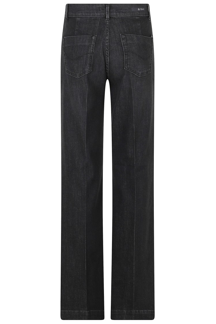 Cigala`S Black High-Waisted Wide-Leg Denim Jeans