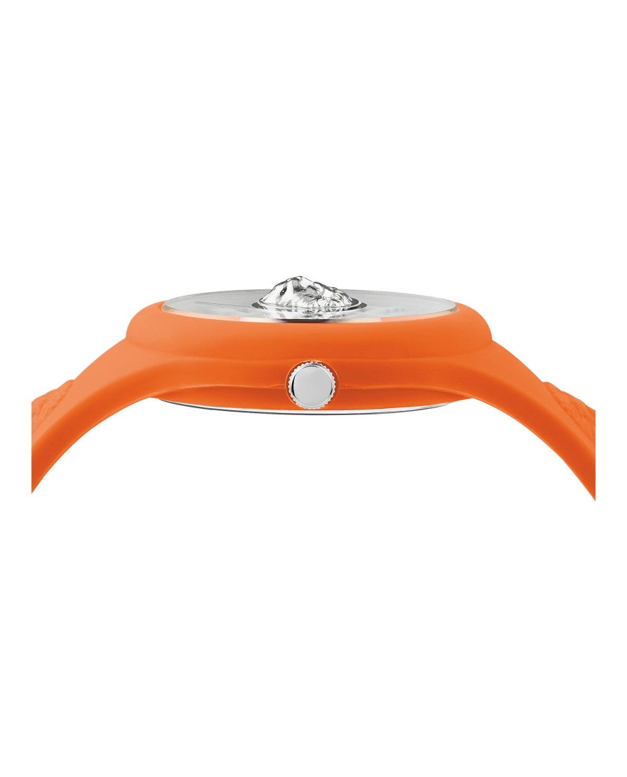 Versus Versace Vibrant Orange Silicone Watch With Enamel Dial