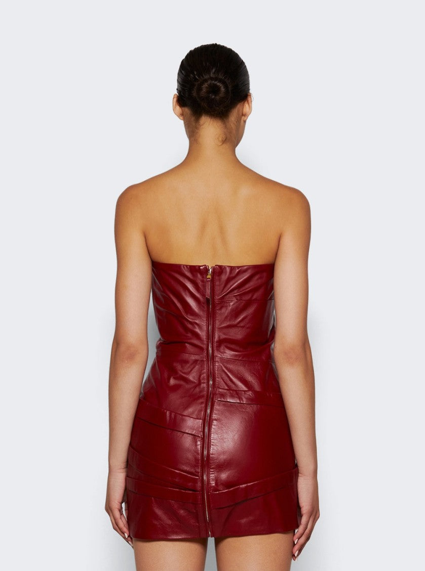 The Attico Leather Mini Dress Vibrant Red