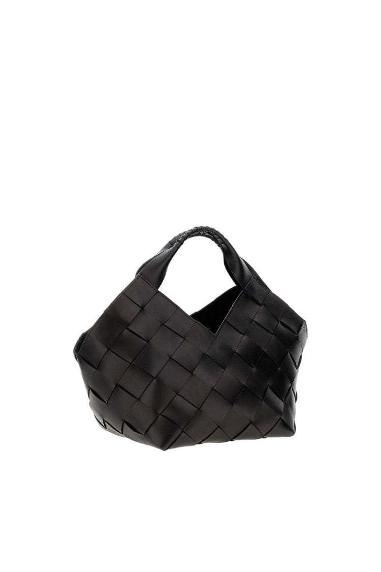 Dragon Diffusion Hand-Woven Black Leather Shoulder Bag With Removable Pouch