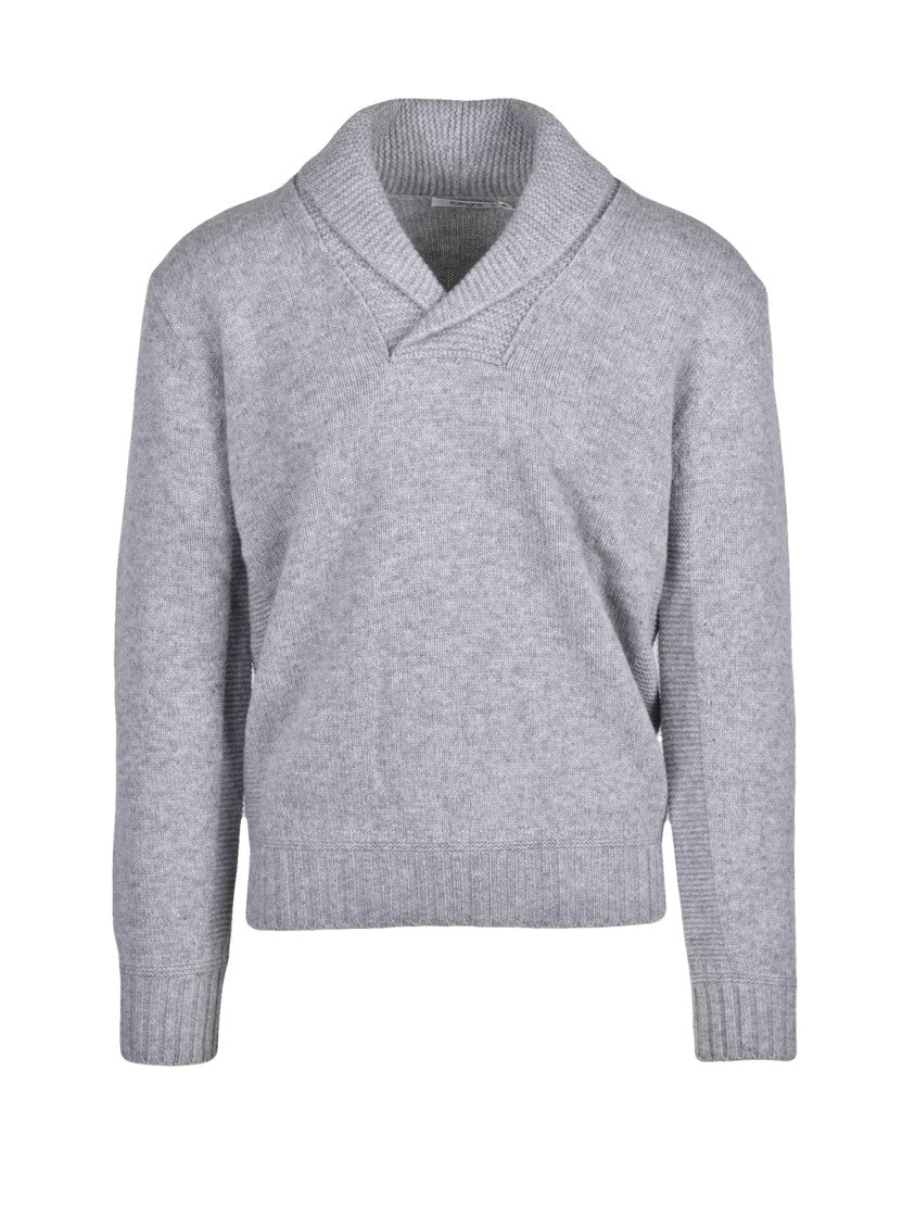 Kangra Shawl Collar Merino Wool Sweater With Ribbed Cuffs