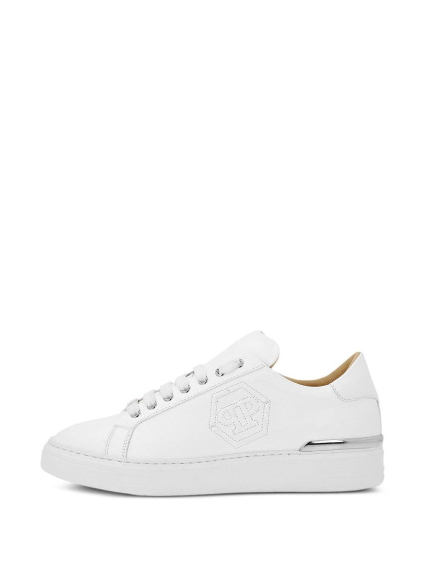 Philipp Plein White Embossed Sneakers