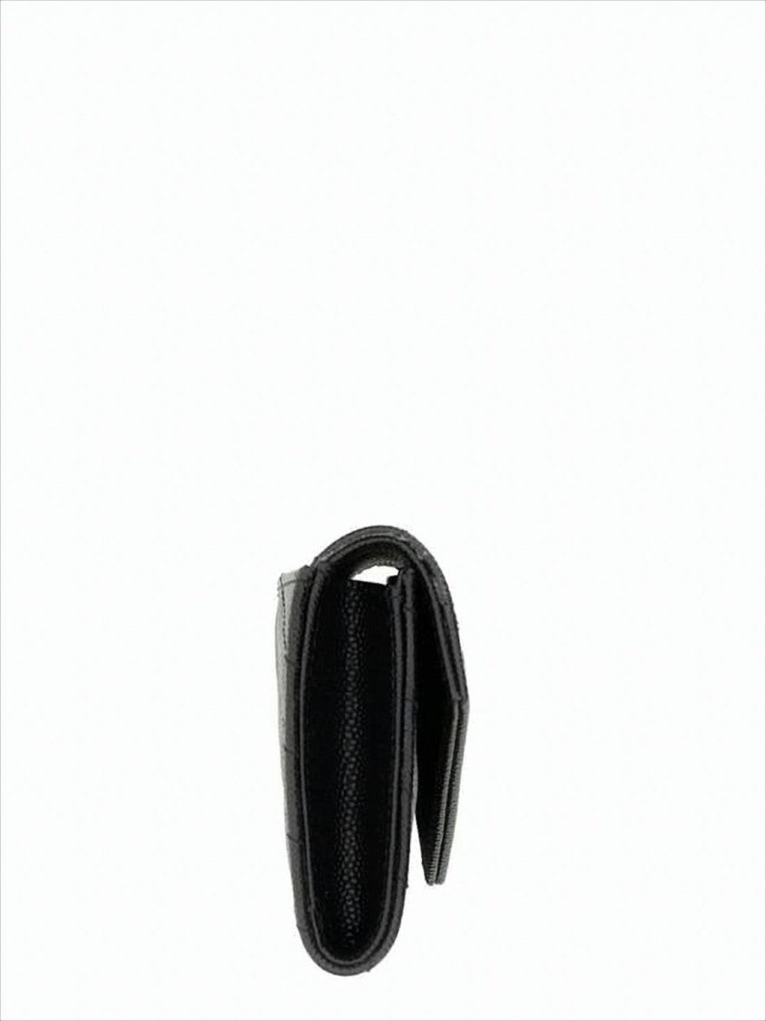 Saint Laurent Chevron-Quilted Black Calf Leather Wallet