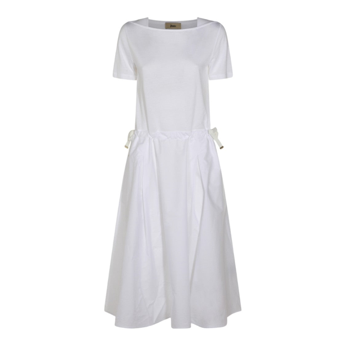 Herno Fitted Bodice Dress With Flared Skirt And Adjustable Ties