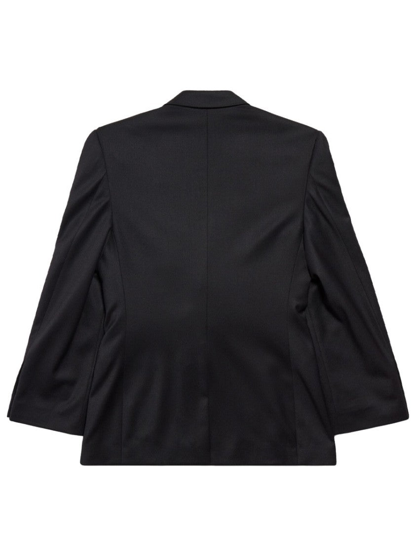 Balenciaga Structured Wool Tailored Blazer With Notched Lapel