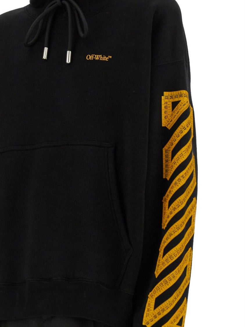 Off-White Graphic Print Relaxed-Fit Hoodie With Kangaroo Pocket