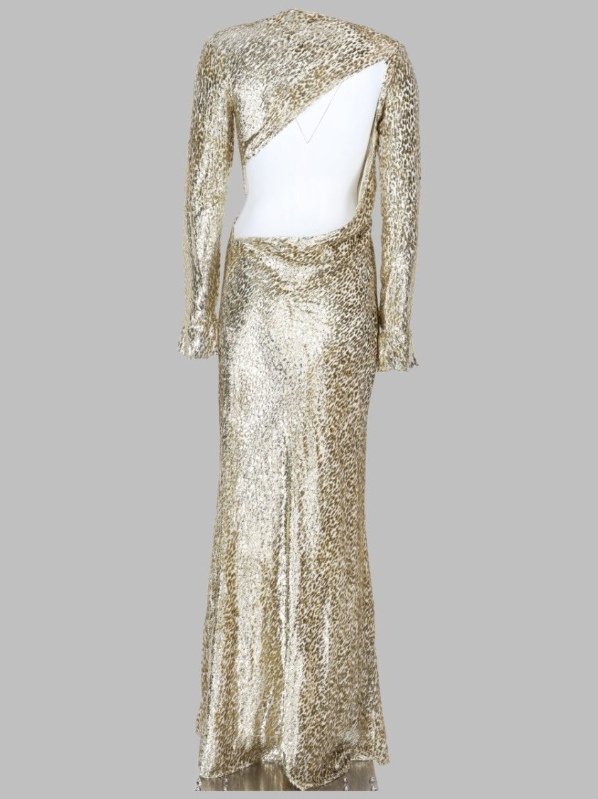 Self-Portrait Shimmering Gold Maxi Dress With Cut-Out Detail