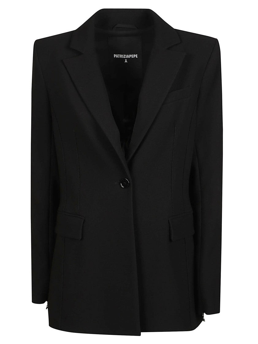 Patrizia Pepe Structured Single-Breasted Blazer With Notched Lapel And Flap Pockets