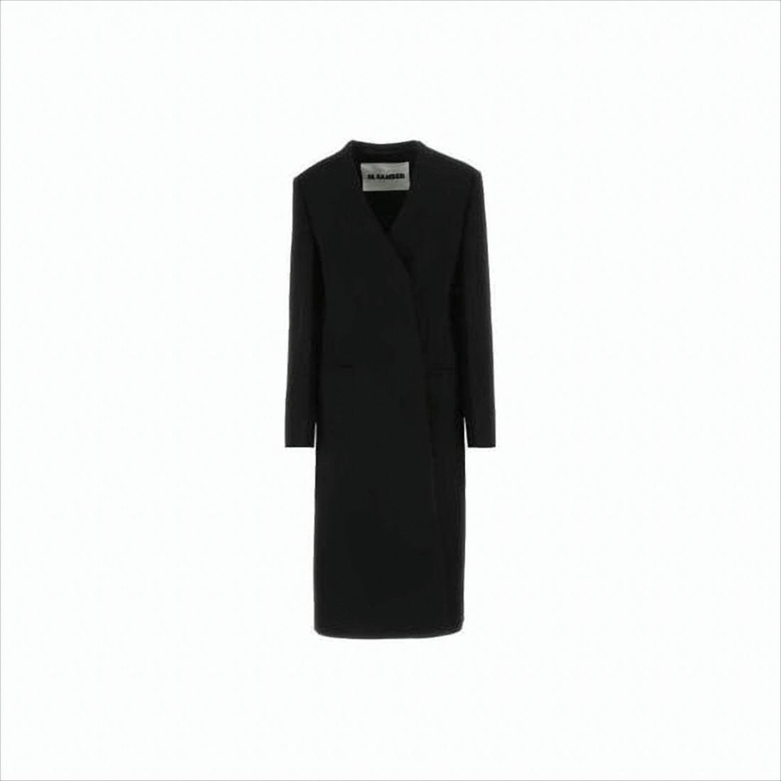 Jil Sander Long Black Cashmere Coat With Minimalist Design