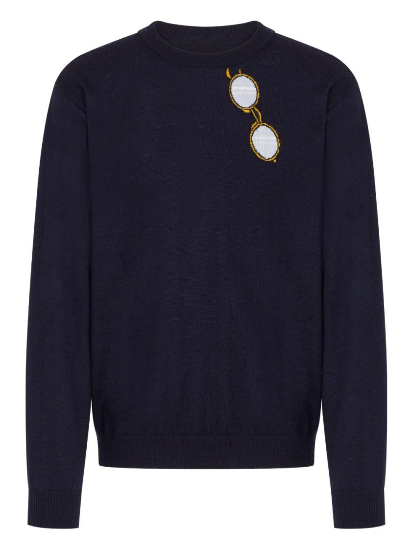 Moschino Blue Silk And Nylon Knit Sweater