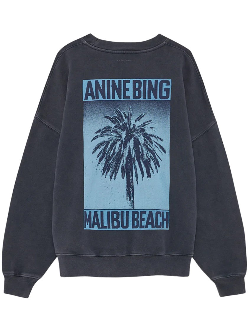 Anine Bing Relaxed-Fit Cotton Sweatshirt With Graphic Palm Design