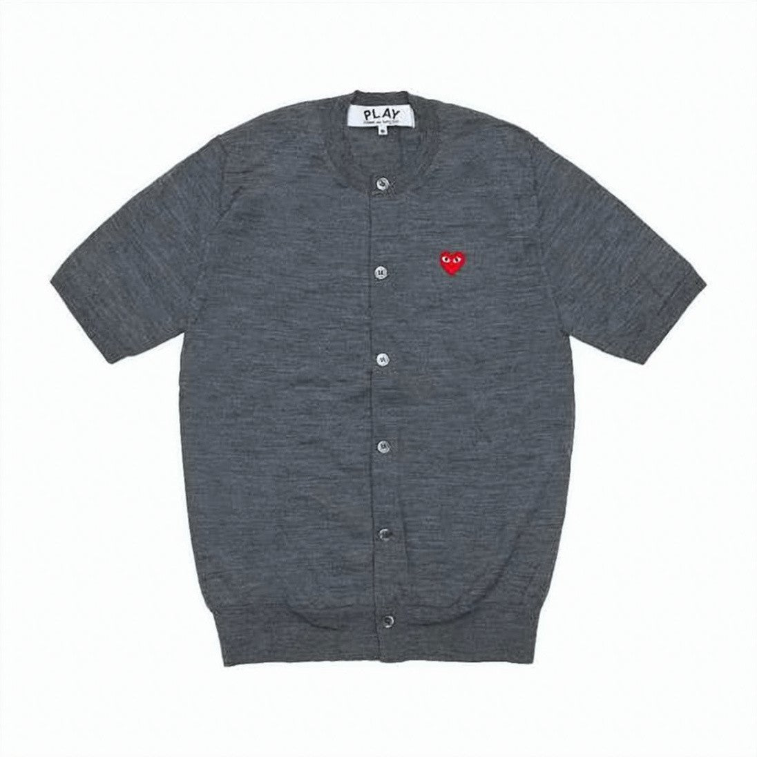 Comme Des Garçons Button-Up Short-Sleeved Sweater In Medium Grey