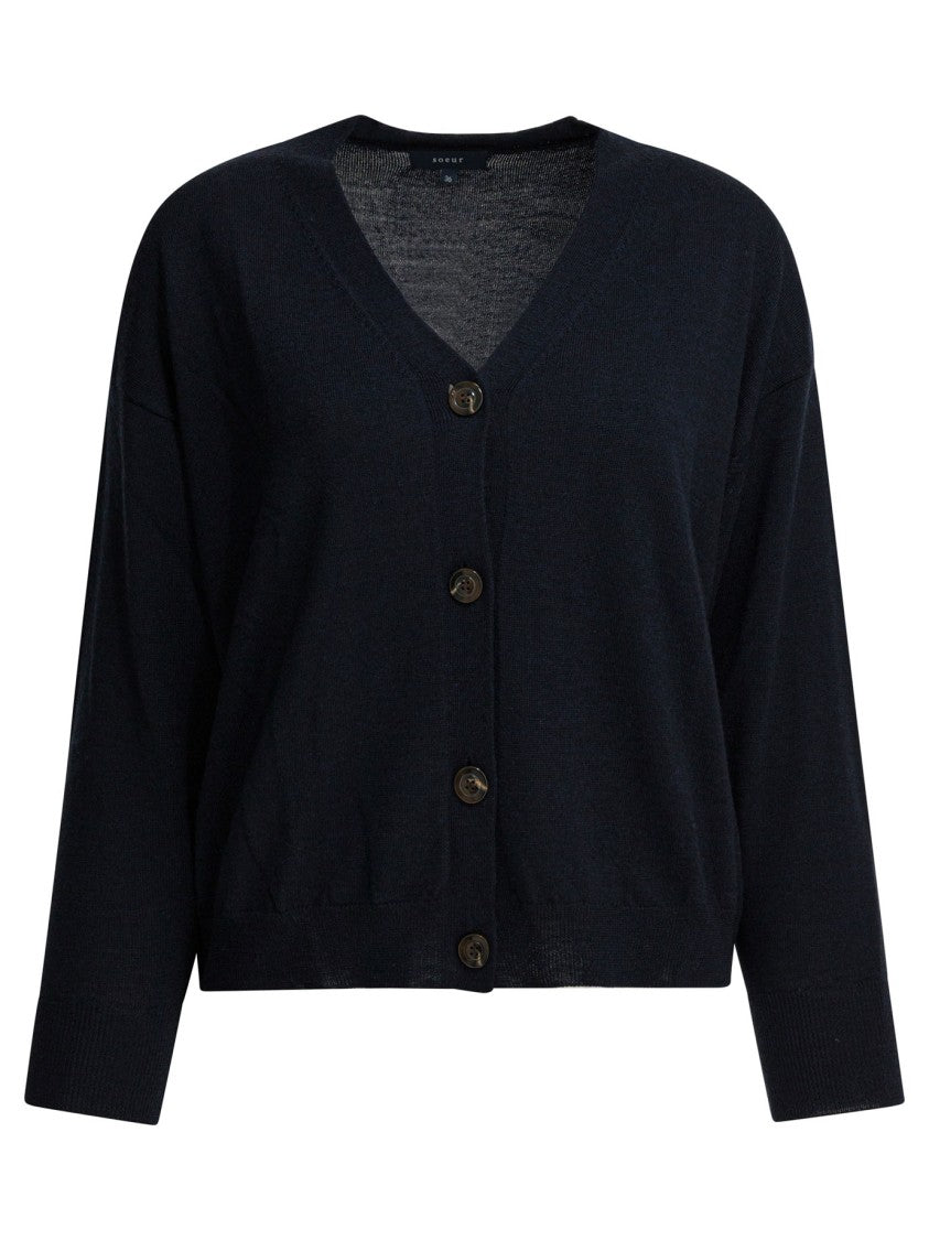 Soeur Merino Wool Cardigan With V-Neckline And Button-Down Front