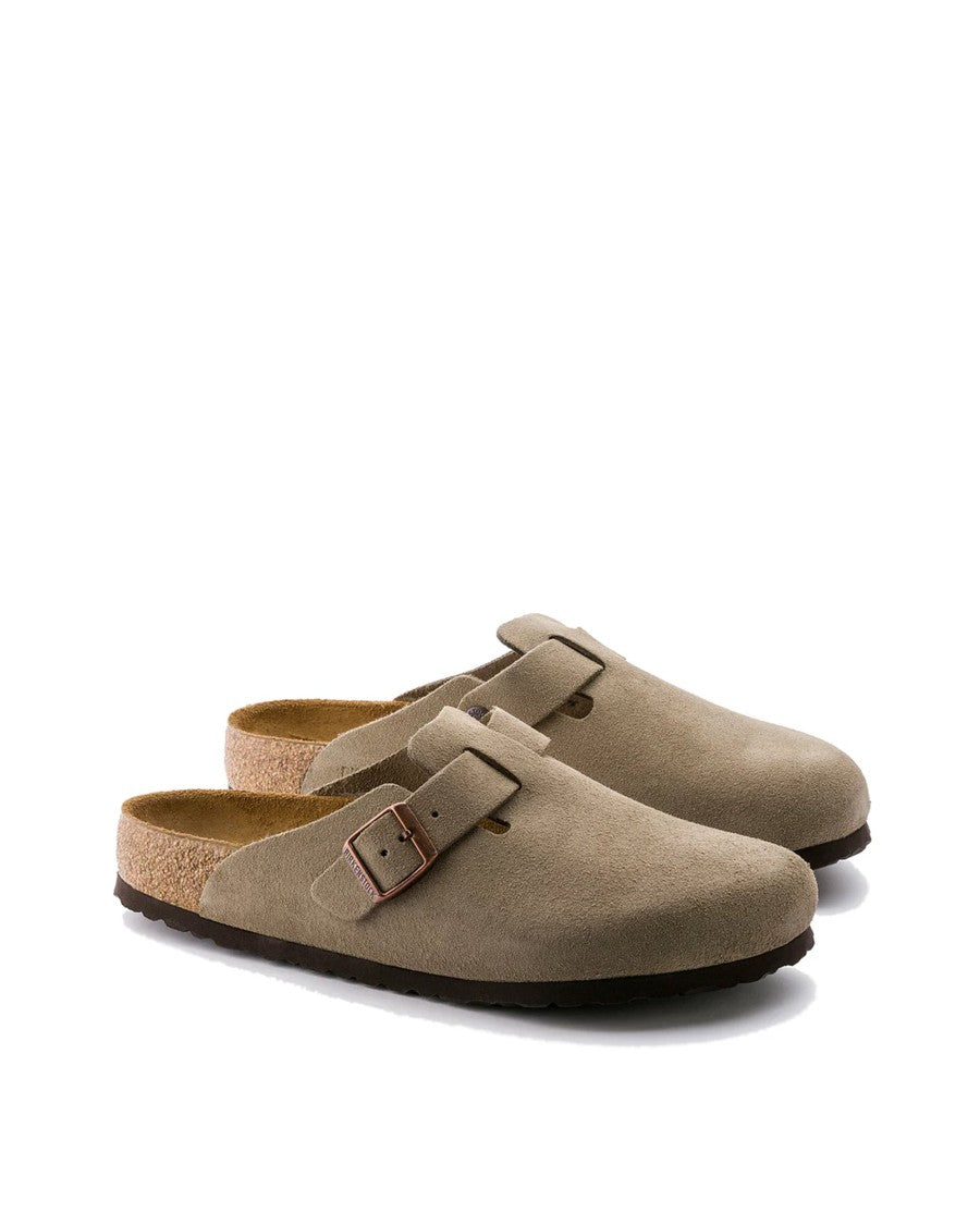 Birkenstock Taupe Boston Suede Leather Clogs