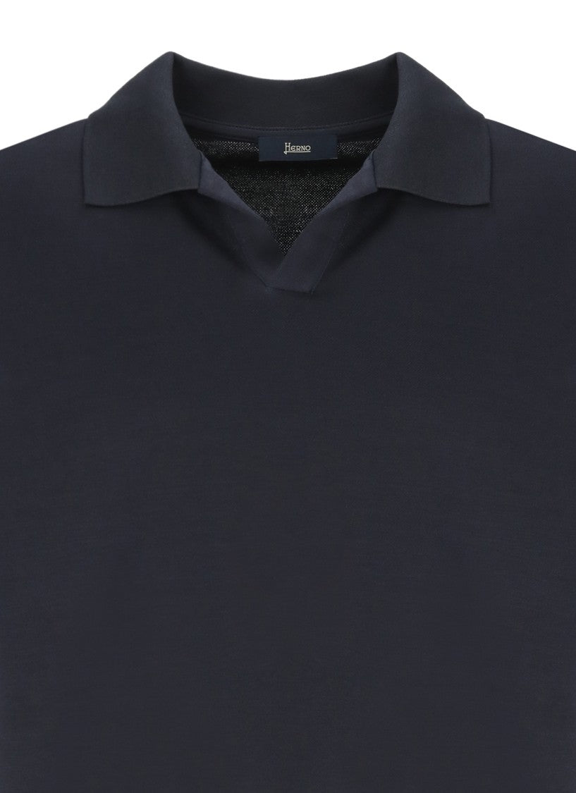 Herno Blue Crewneck Cotton Shirt
