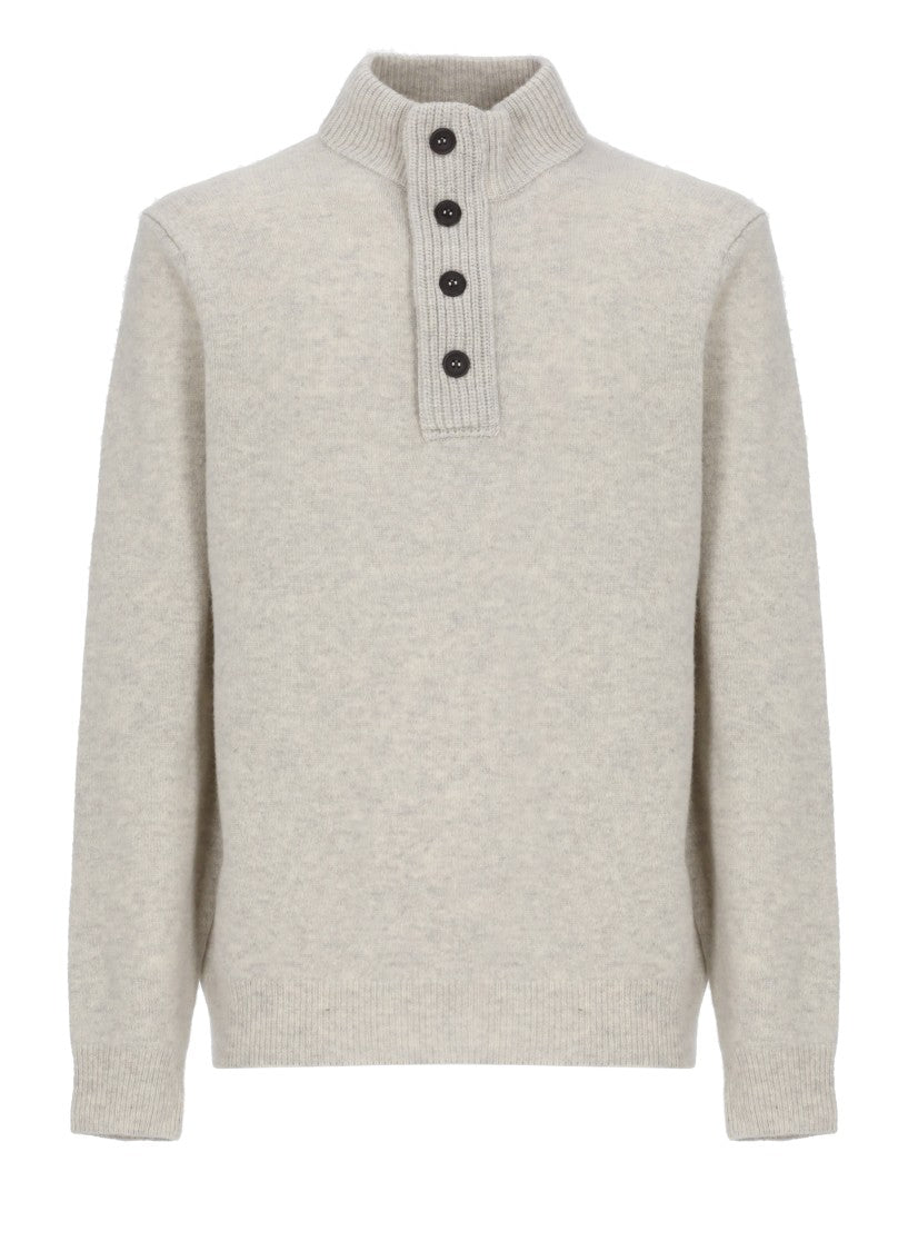 Barbour Button-Up High Neck Wool Sweater