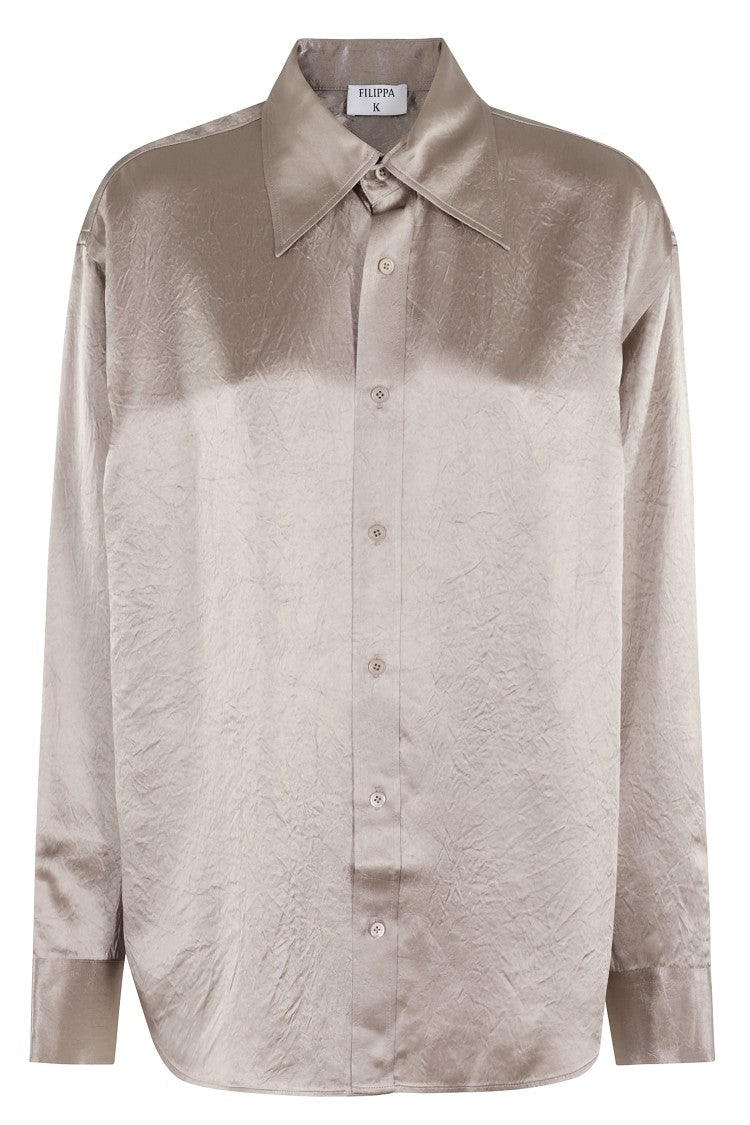 Filippa K Taupe Crinkle Satin Shirt