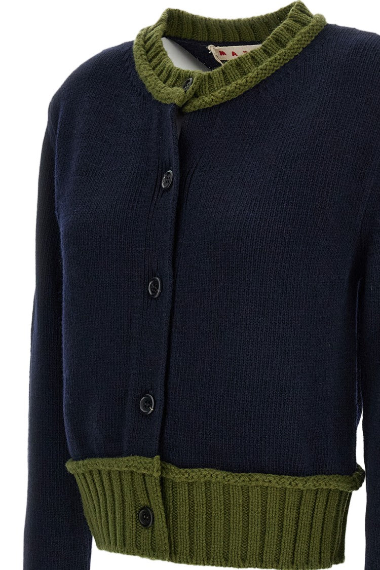 Marni Blue Crew-Neck Boxy Fit Cardigan