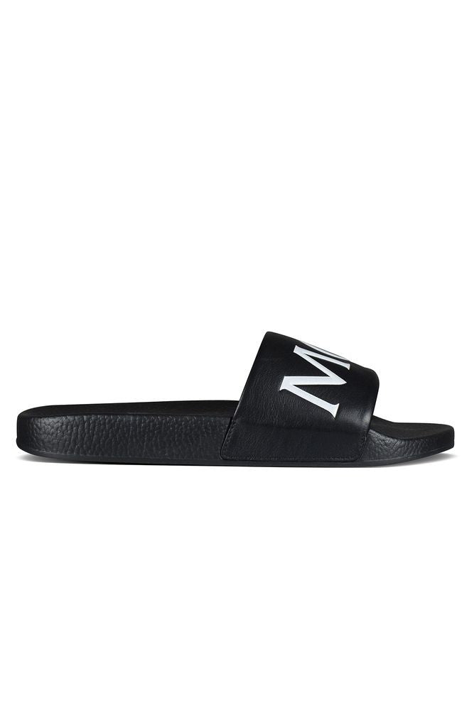 Moncler Black Slides With Iconic Logo Detail