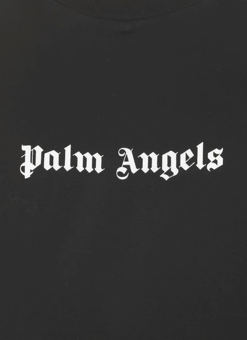 Palm Angels Long-Sleeve Shirt With Gothic Logo And Relaxed Fit