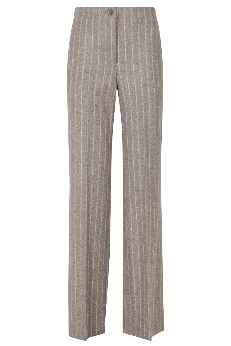 Seventy Mud Elastic Waistband Striped Virgin Wool-Blend Pants