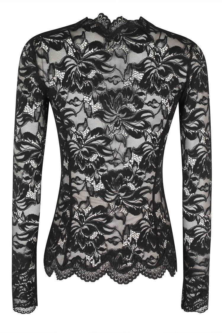 Rabanne Black Long Sleeve All-Over Lace Polyamide Sweater