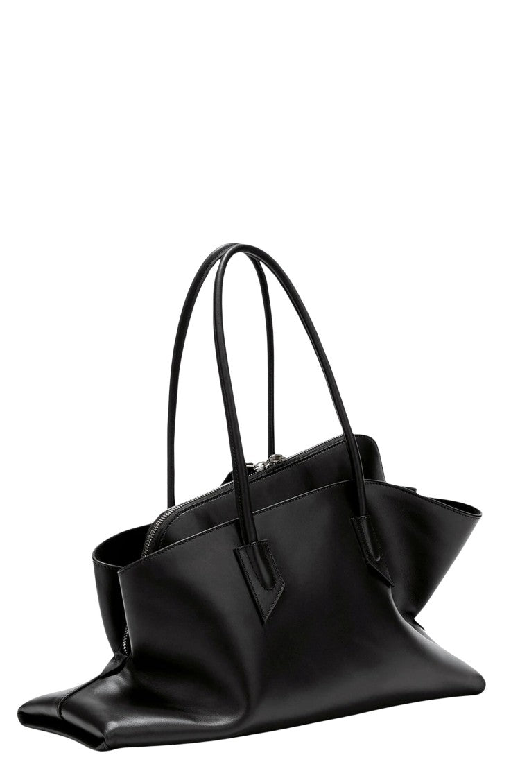 The Attico Black La Passeggiata Medium Leather Tote Bag