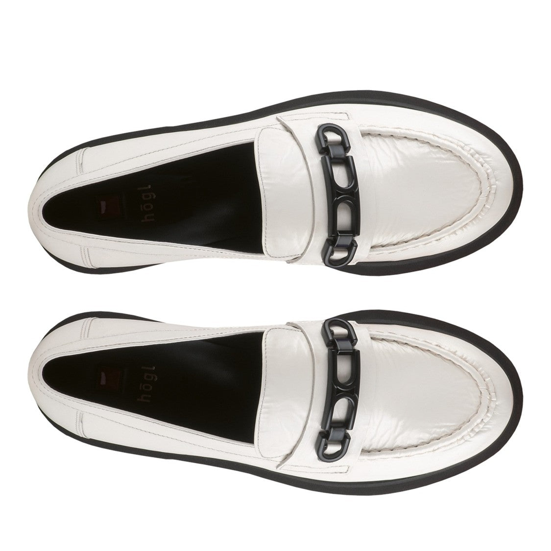 Högl White Cecil Patent Leather Chunky Sole Loafers