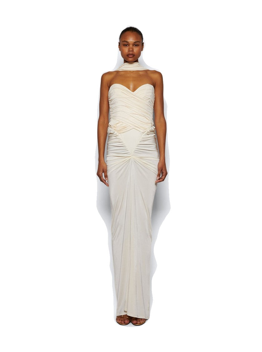 The New Arrivals By Ilkyaz Ozel Samsara Ruched Jersey Dress - Casablanca Lily