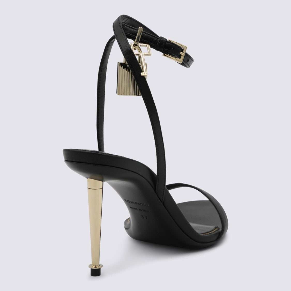 Tom Ford Black Sandals With Metallic Gold Stiletto Heel