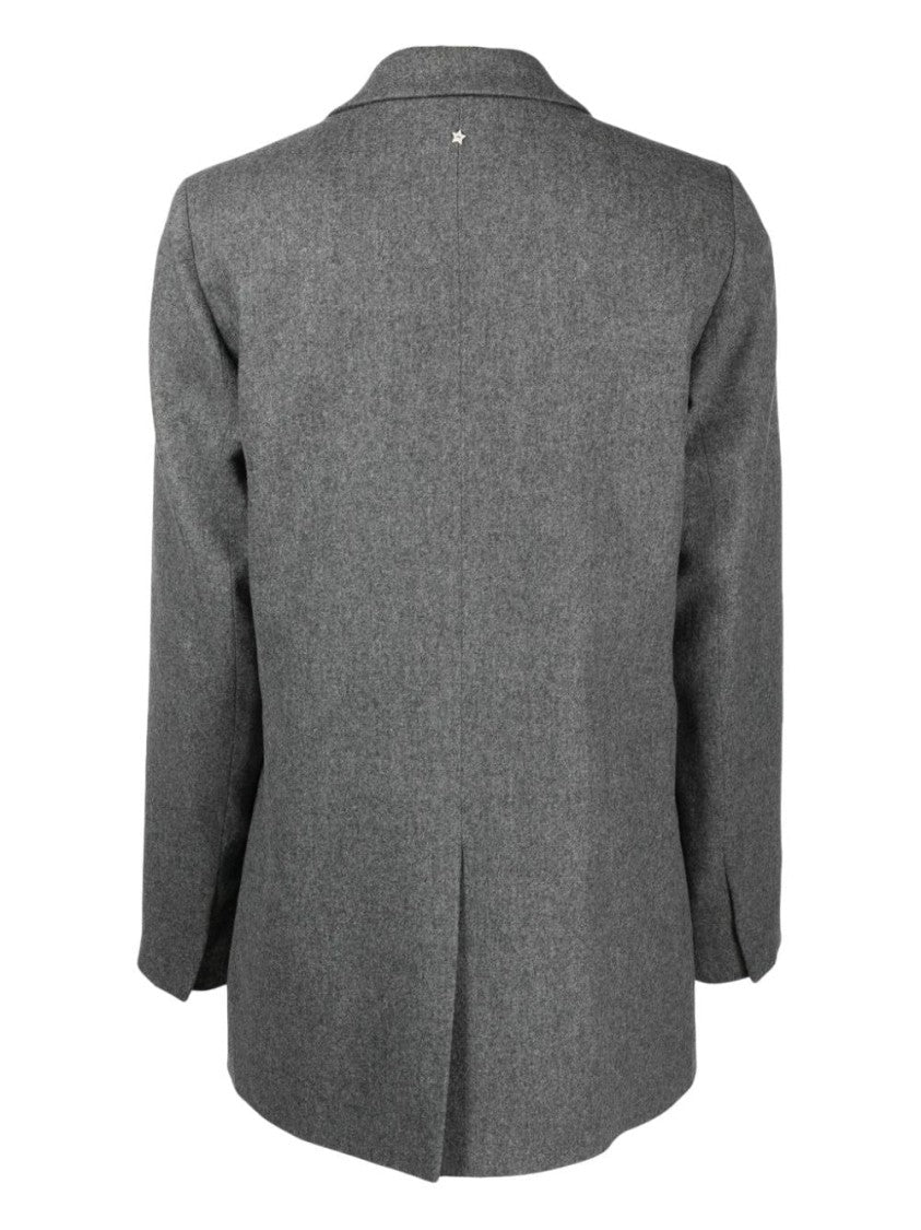 Lorena Antoniazzi Grey Tailored Textured Virgin Wool-Blend Blazer