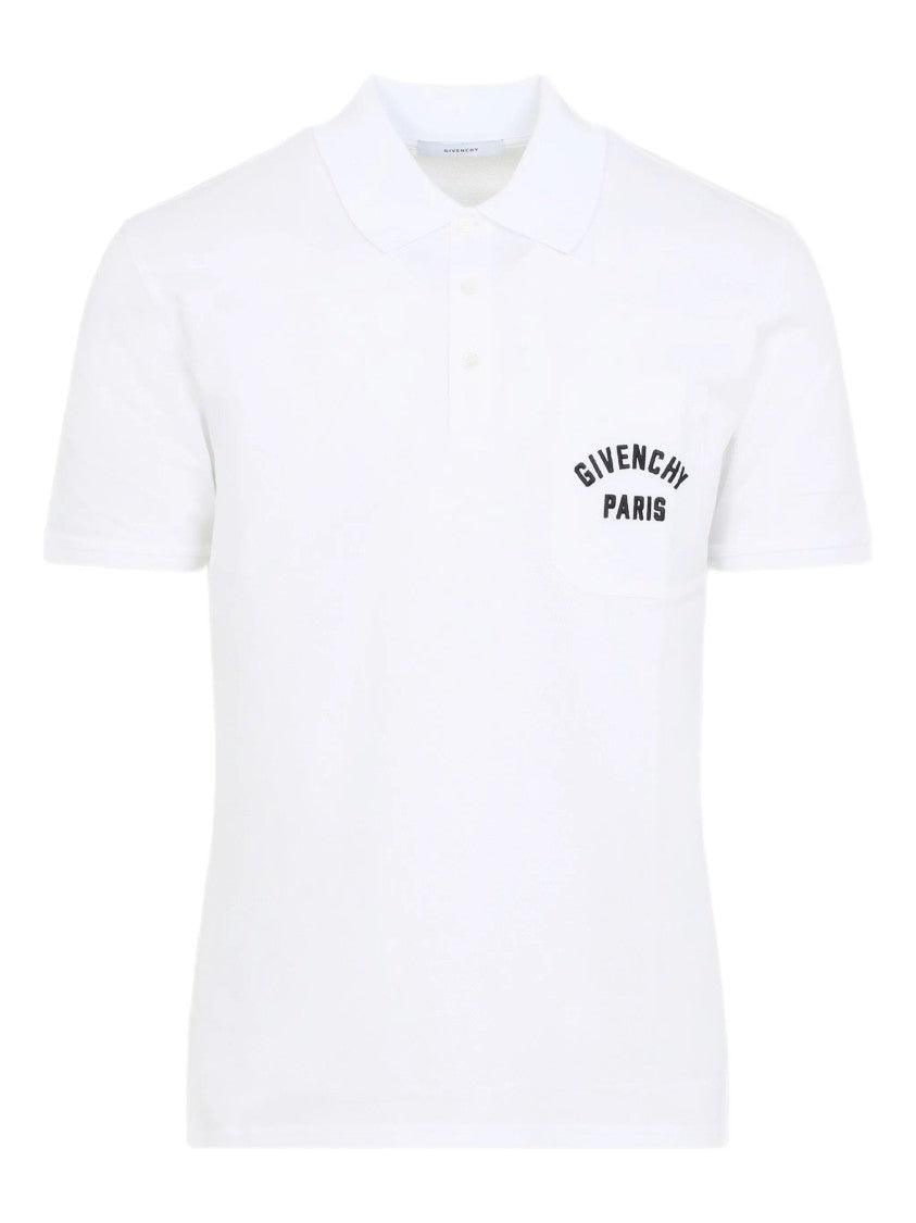 Givenchy White Front Chest Pocket Cotton Polo