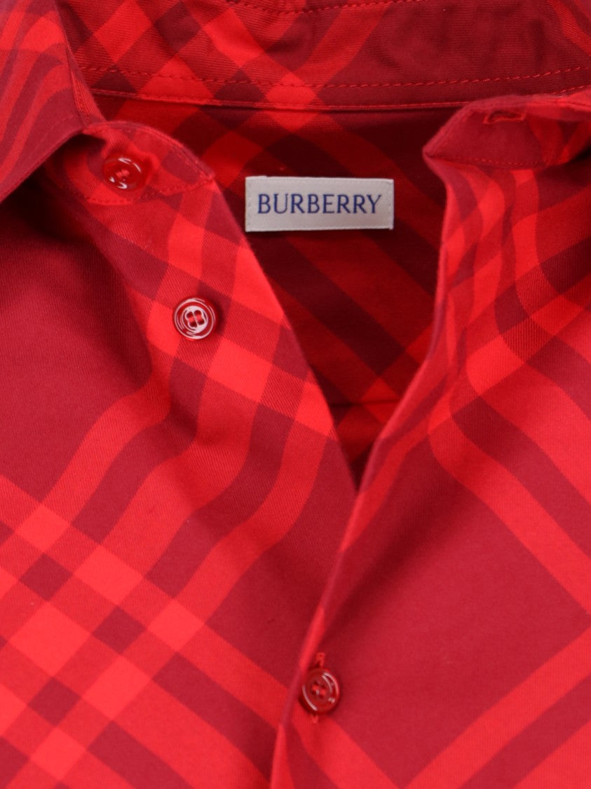 Burberry "Check" Logo Shirt – Red