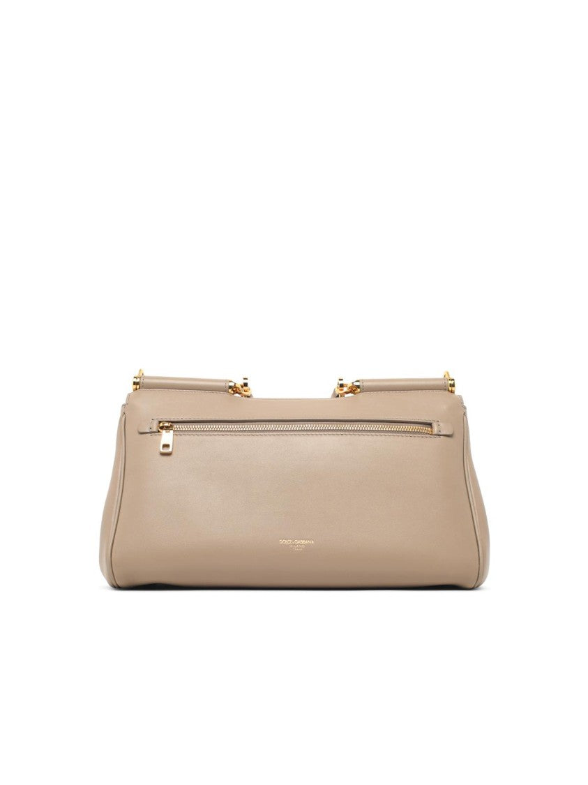 Dolce & Gabbana Beige My Sicily Calf Leather Shoulder Bag