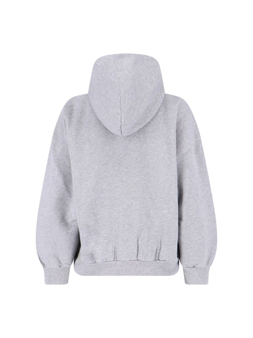 Balenciaga Zip Front Hoodie With Contrast Logo And Ribbed Details
