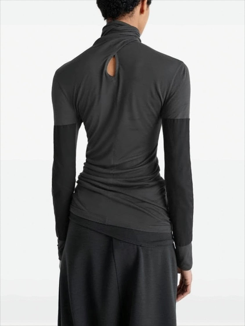 Lemaire Sculpted Grey Long-Sleeve Top With Knot Detail