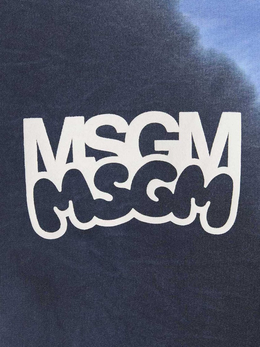 Msgm Logo Print Tie Dye Sweatshirt