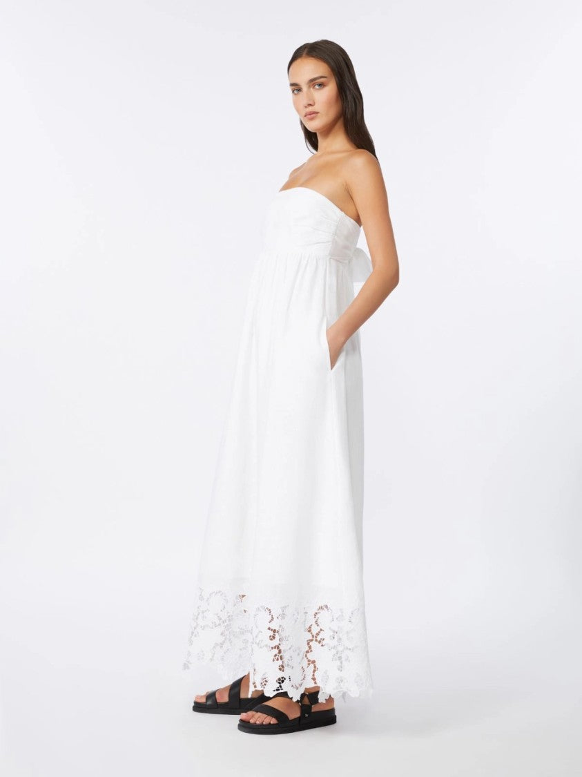Max Mara Strapless Maxi Dress With Gathered Waist