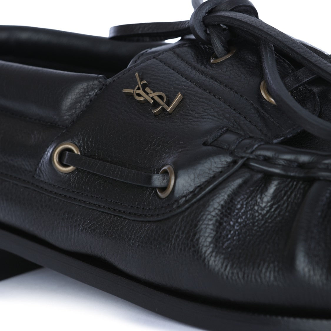 Saint Laurent Black Bateu Leather Loafers