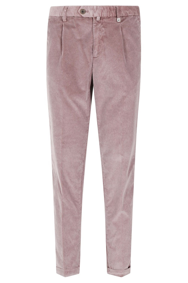 Myths Pleated Chino Pants In Soft Pink Corduroy